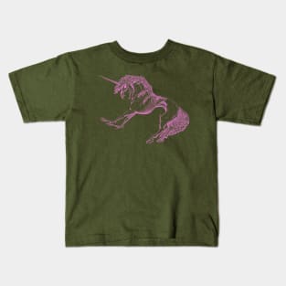 Nightmare Unicorn, Pink Outline Kids T-Shirt